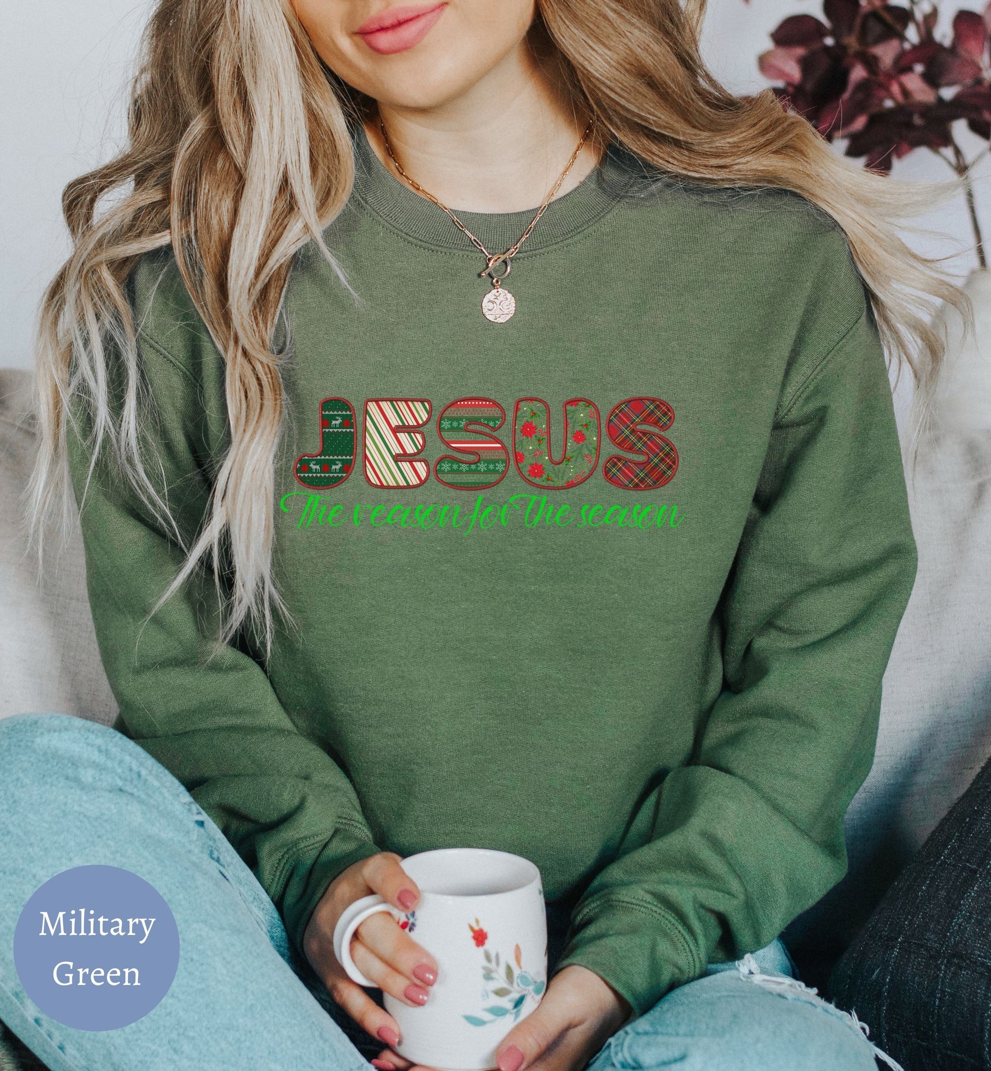 a woman sitting on a couch holding a coffee mug