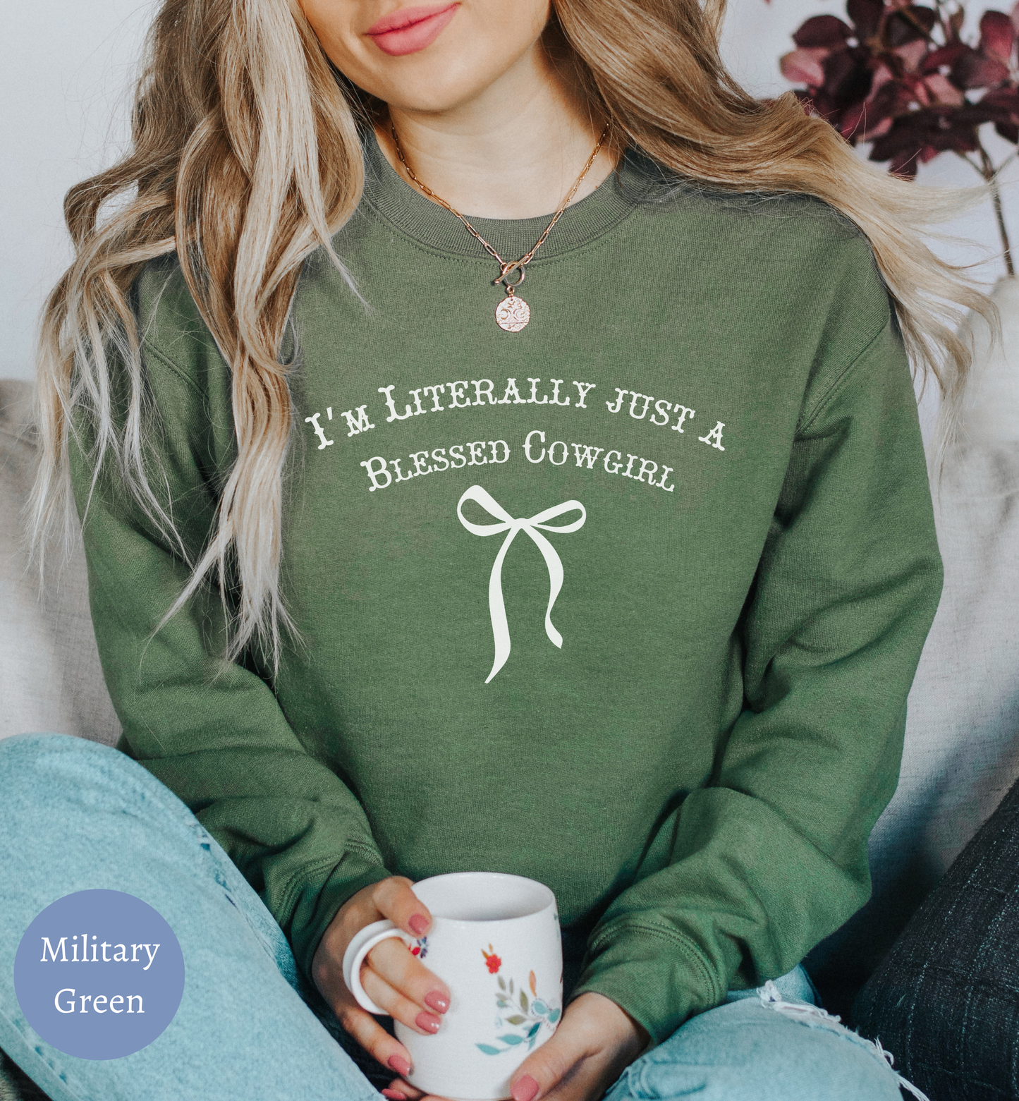 I'm Literally Just a Blessed Cowgirl" sweatshirt- Farmgirl Christian Faith sweater