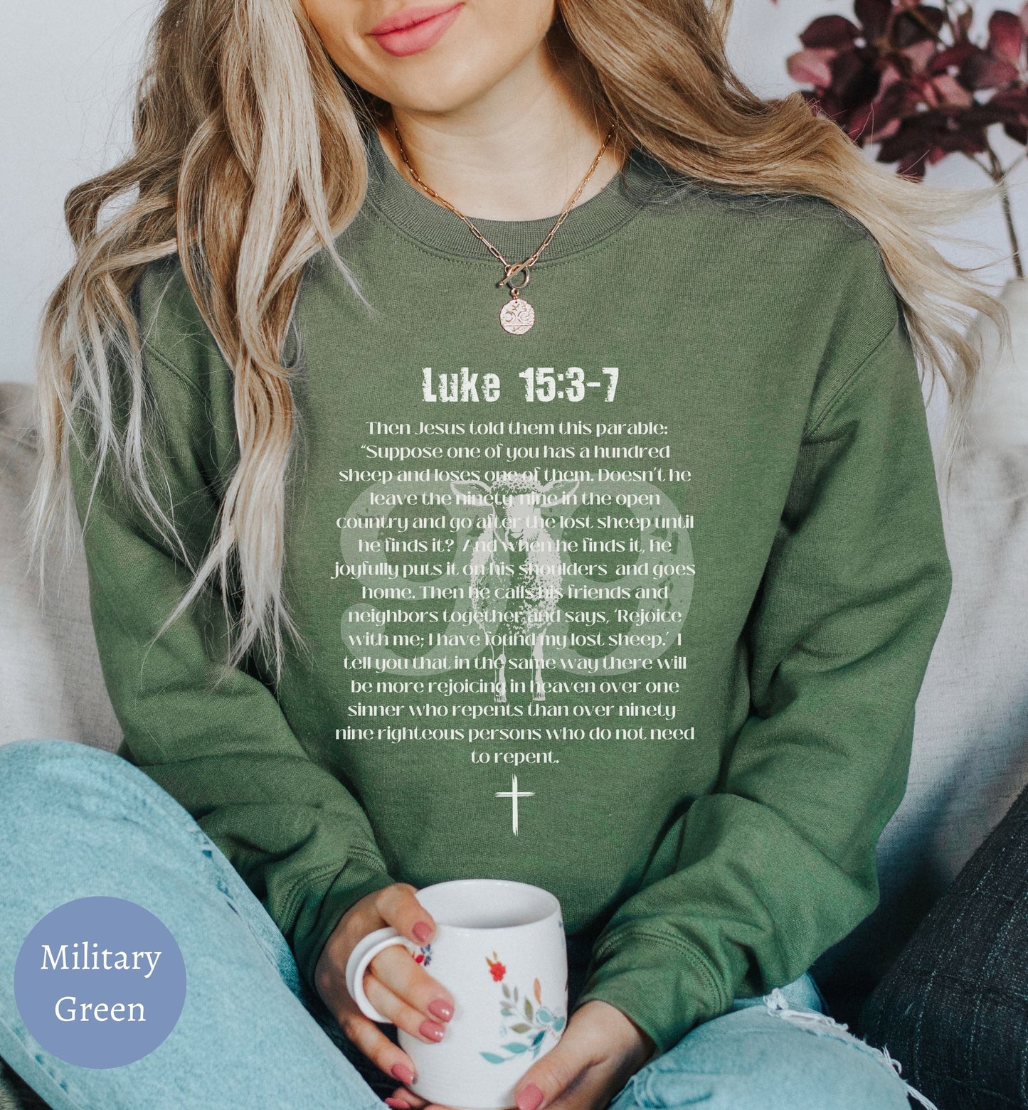 Parable of the Lost Sheep, Luke 15, Bible verse Christian Sweater.