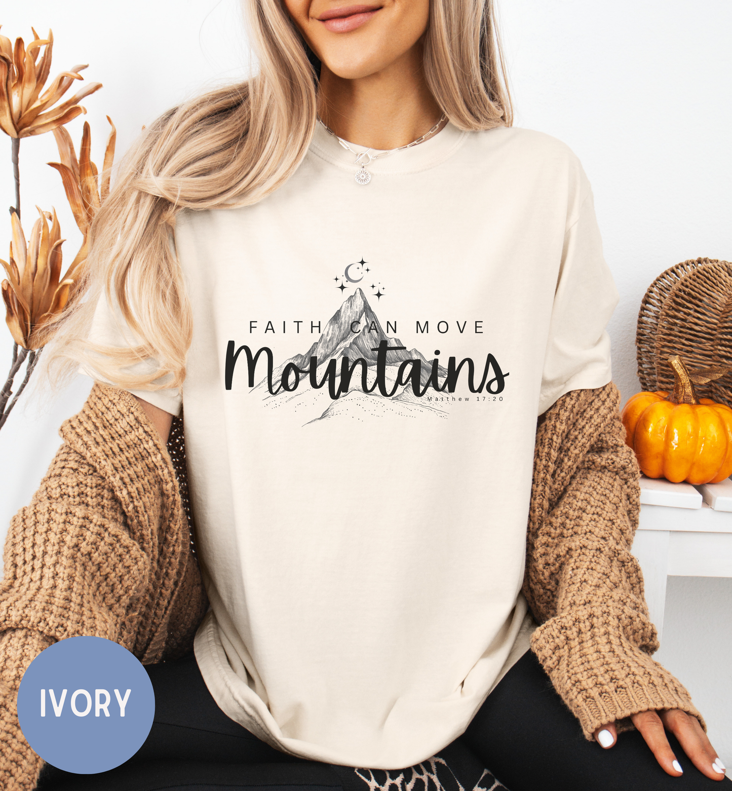 Women's Bible verse t-shirt-Faith can move mountains