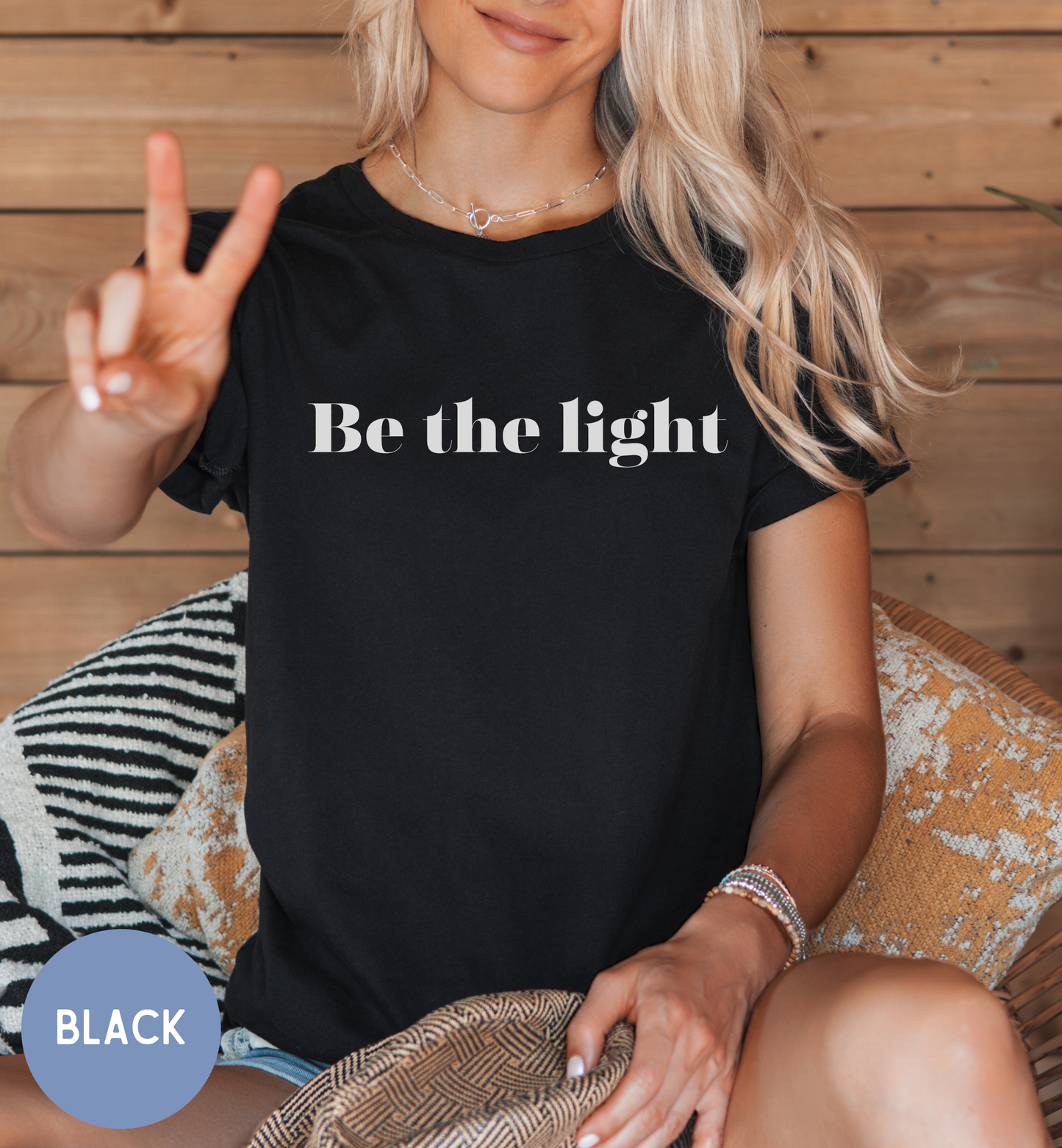 Be the Light, Women's faith shirt with back print design.