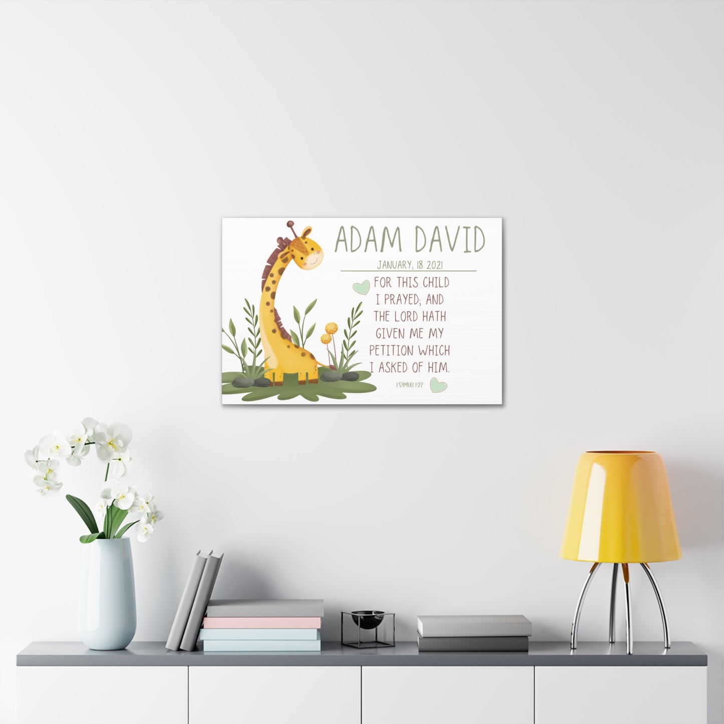 Baby Giraffe Canvas- Personalized Nursery wall art