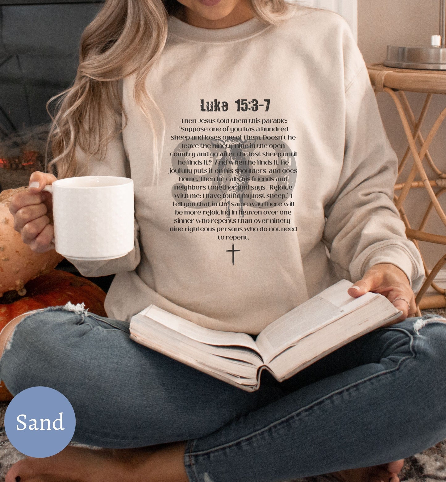 Parable of the Lost Sheep, Luke 15, Bible verse Christian Sweater.