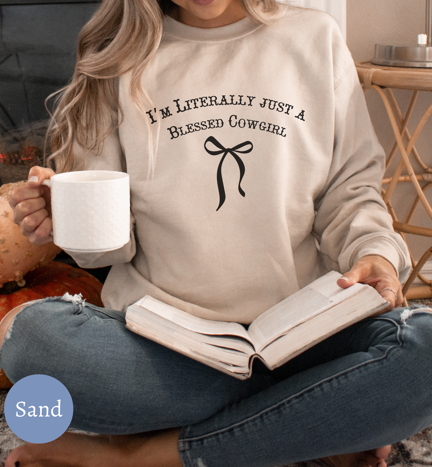 I'm Literally Just a Blessed Cowgirl" sweatshirt- Farmgirl Christian Faith sweater