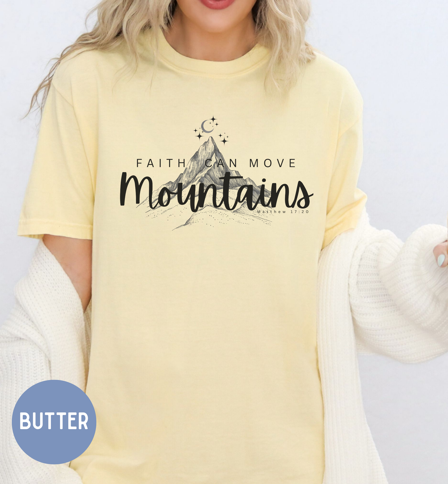 Women's Bible verse t-shirt-Faith can move mountains