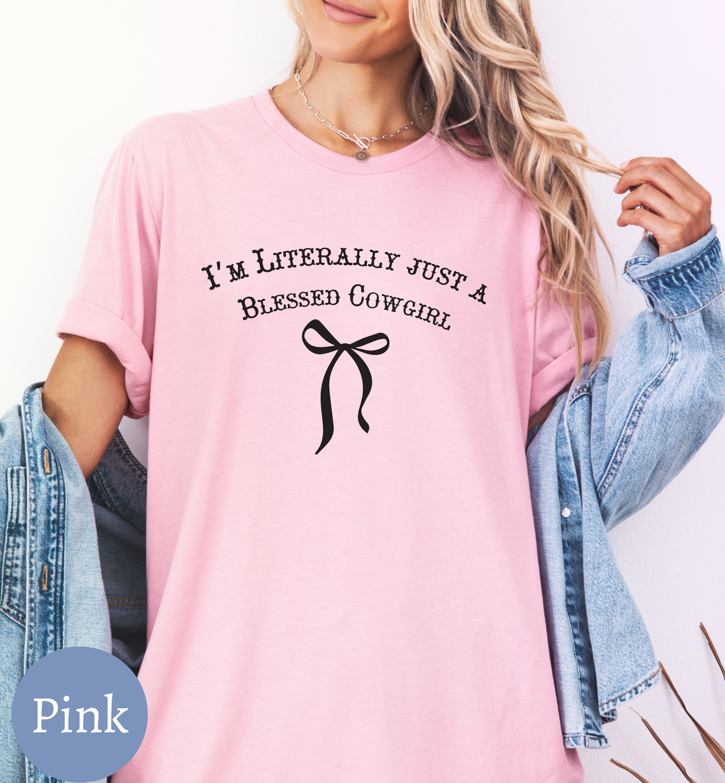 Just Blessed, Cowgirl tshirt, Just a girl shirt, Girly bow shirt, Cowgirl gift, Christian gift, Western shirts, Faith t-shirt, western wear.