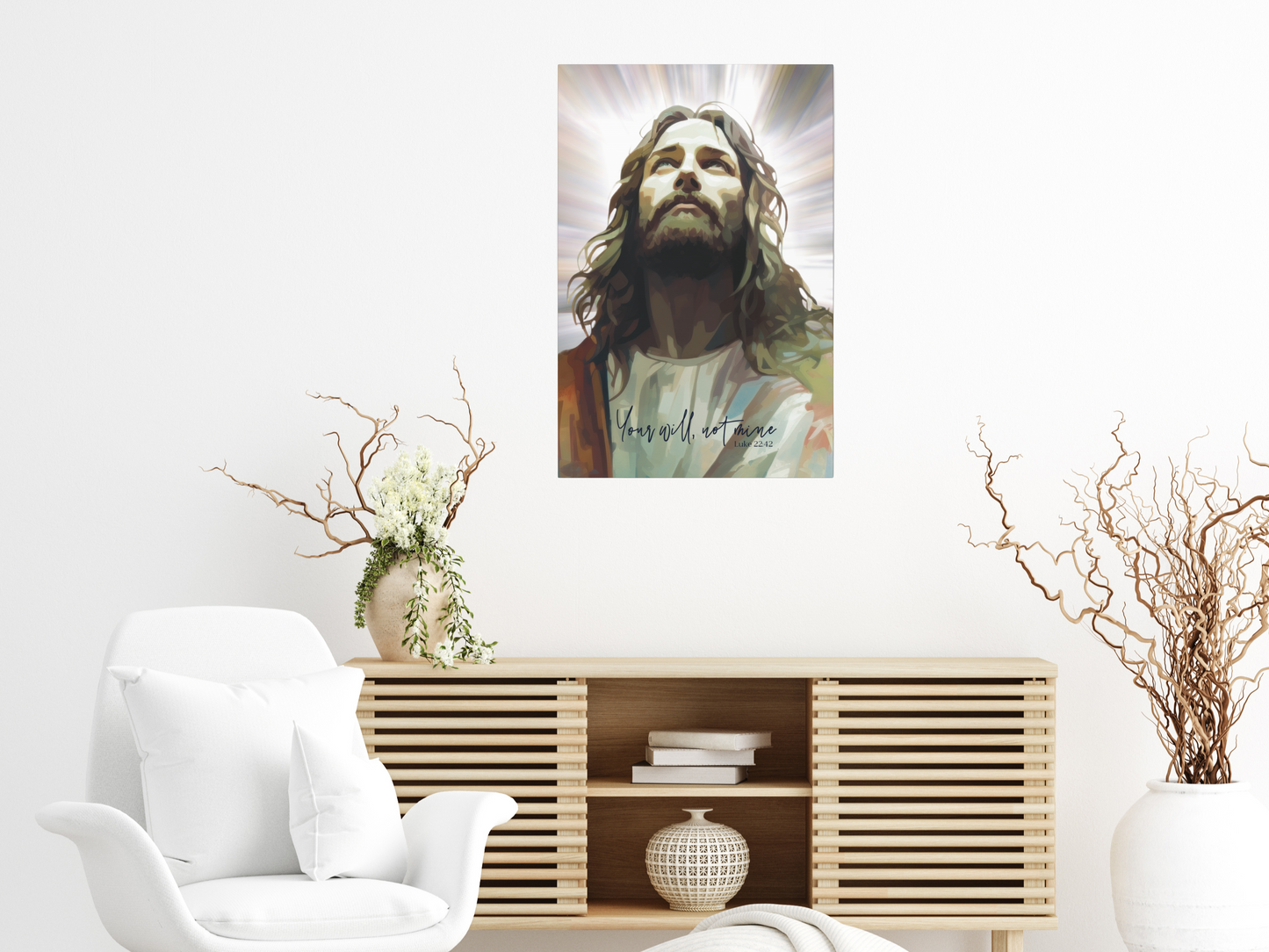 Jesus prays at Gethsemane- Luke 22:42, Abstract Christian wall art