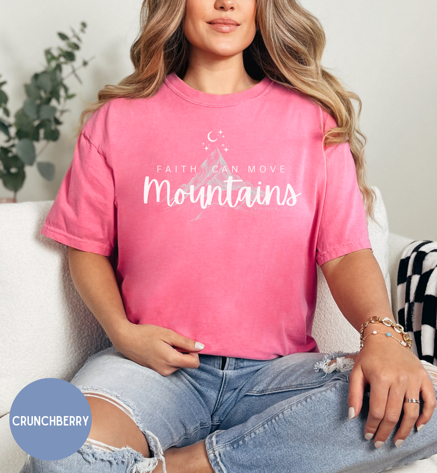 Women's Bible verse t-shirt-Faith can move mountains