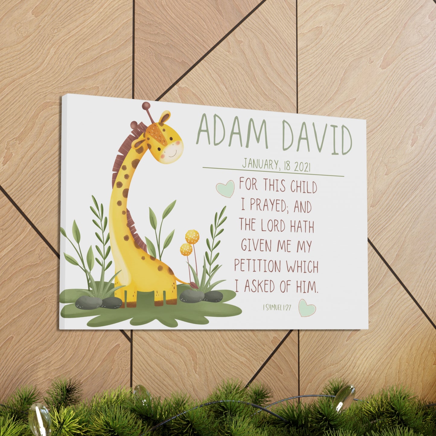 Baby Giraffe Canvas- Personalized Nursery wall art