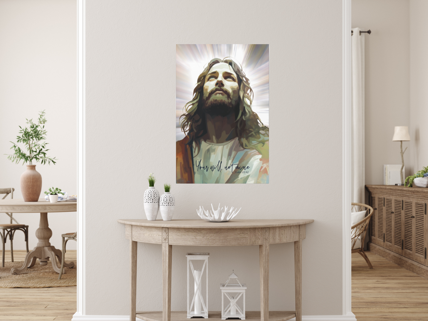 Jesus prays at Gethsemane- Luke 22:42, Abstract Christian wall art