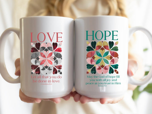 Faith Hope Love - Bible verse mugs - Faith gift mugs.