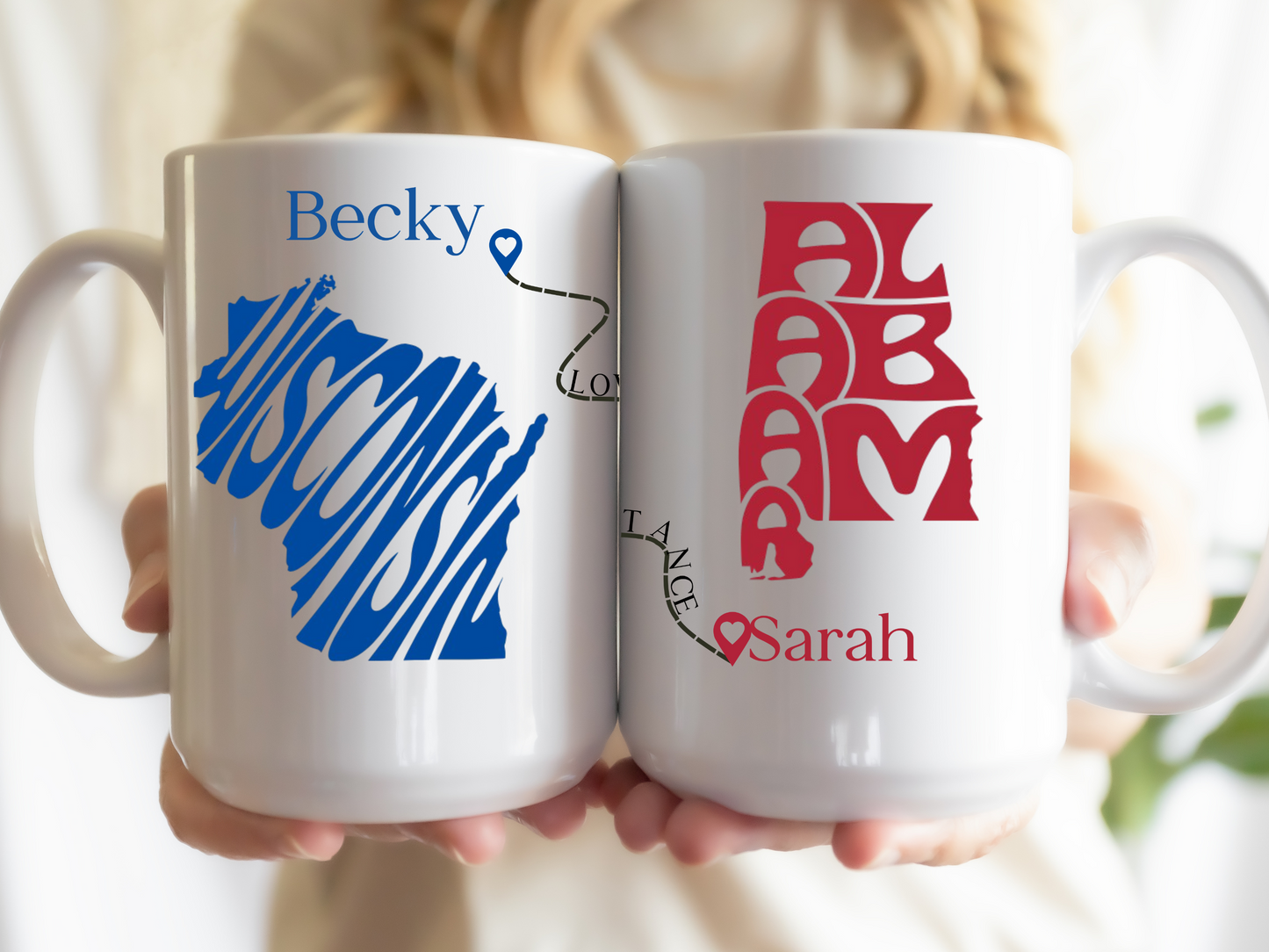 State to state personalized mugs- Long distance Family gifts