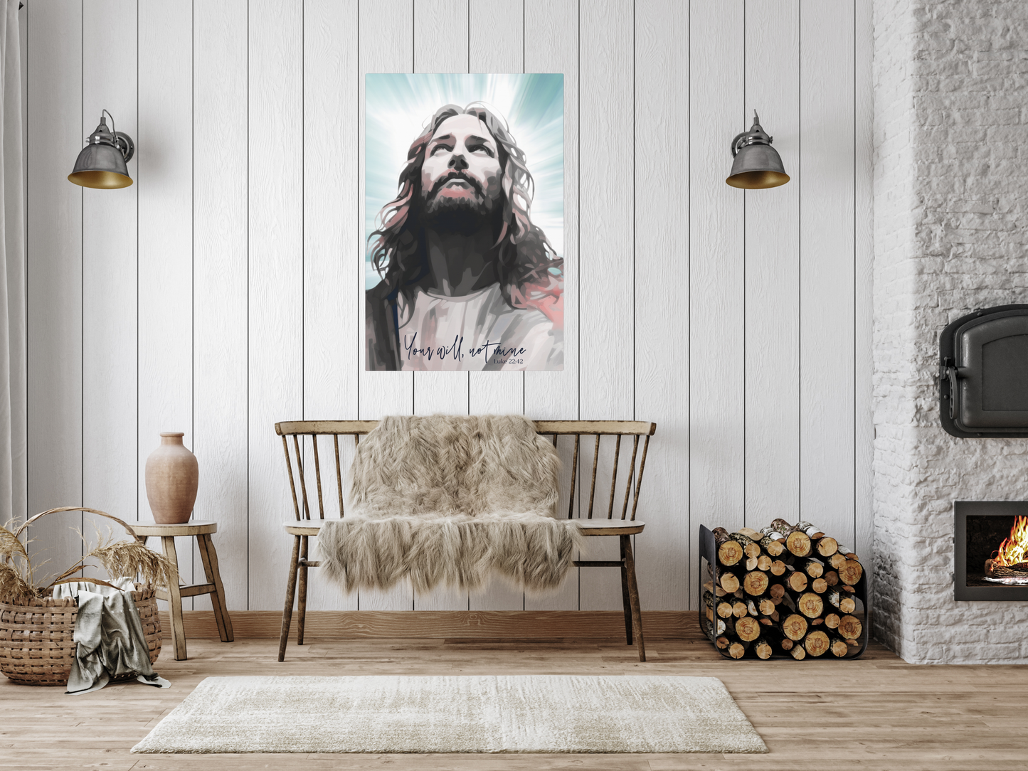 Jesus prays at Gethsemane- Luke 22:42, Abstract Christian wall art