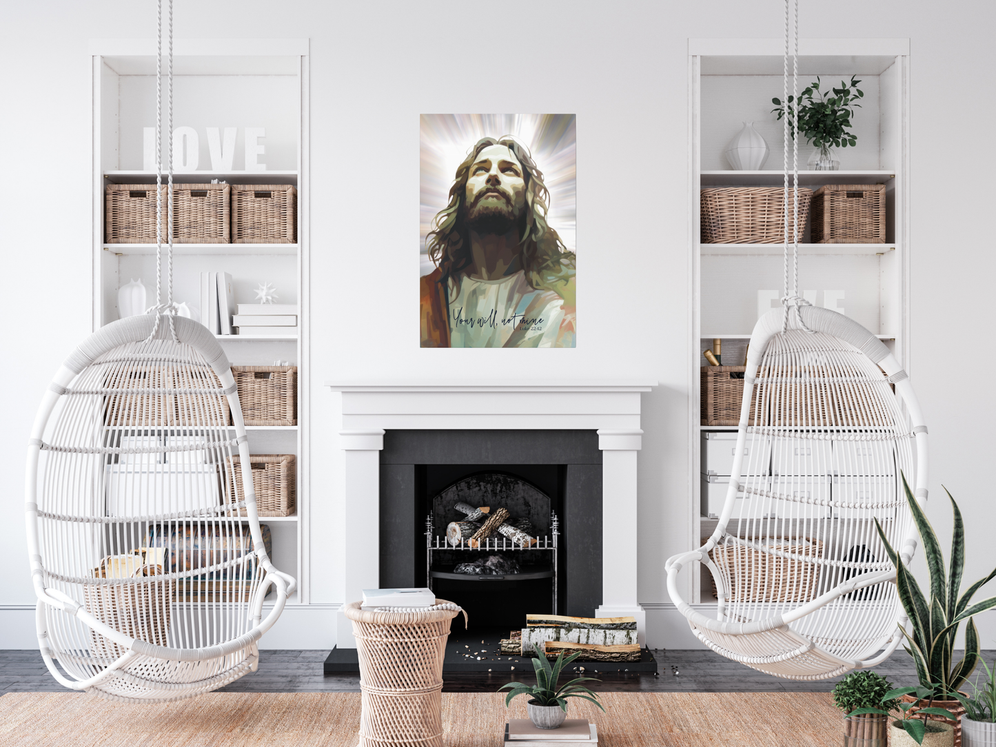 Jesus prays at Gethsemane- Luke 22:42, Abstract Christian wall art