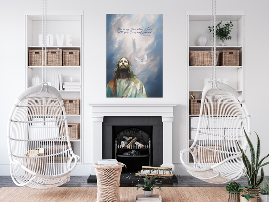 The Baptism of Jesus- Matthew 3:17 bible verse, Abstract Christian wall art