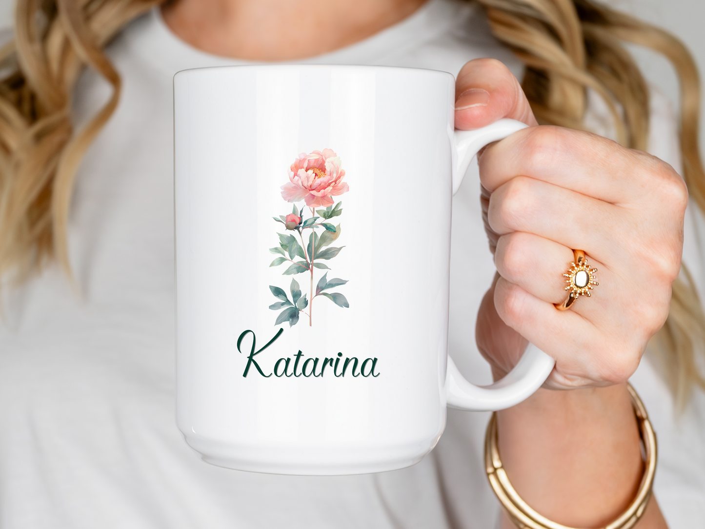 Personalized floral mug with name and bible verse,  Christian gift for her.