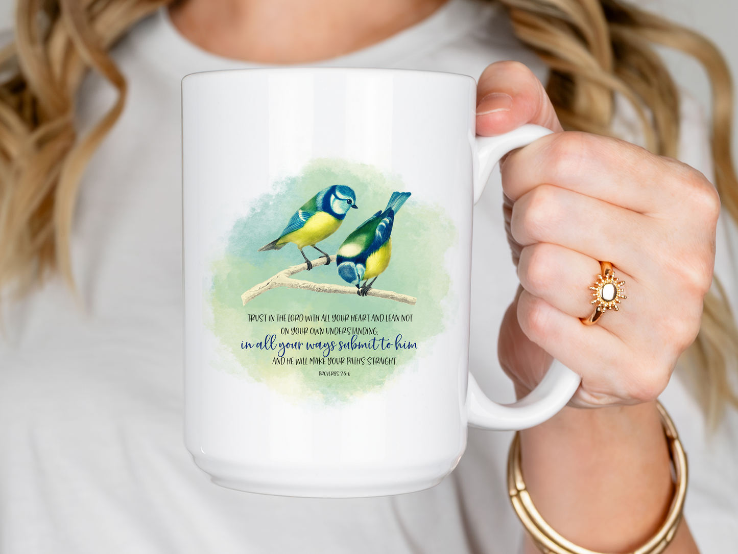 Bird lover's Proverbs 3:5-6 -Christian Faith coffee mug