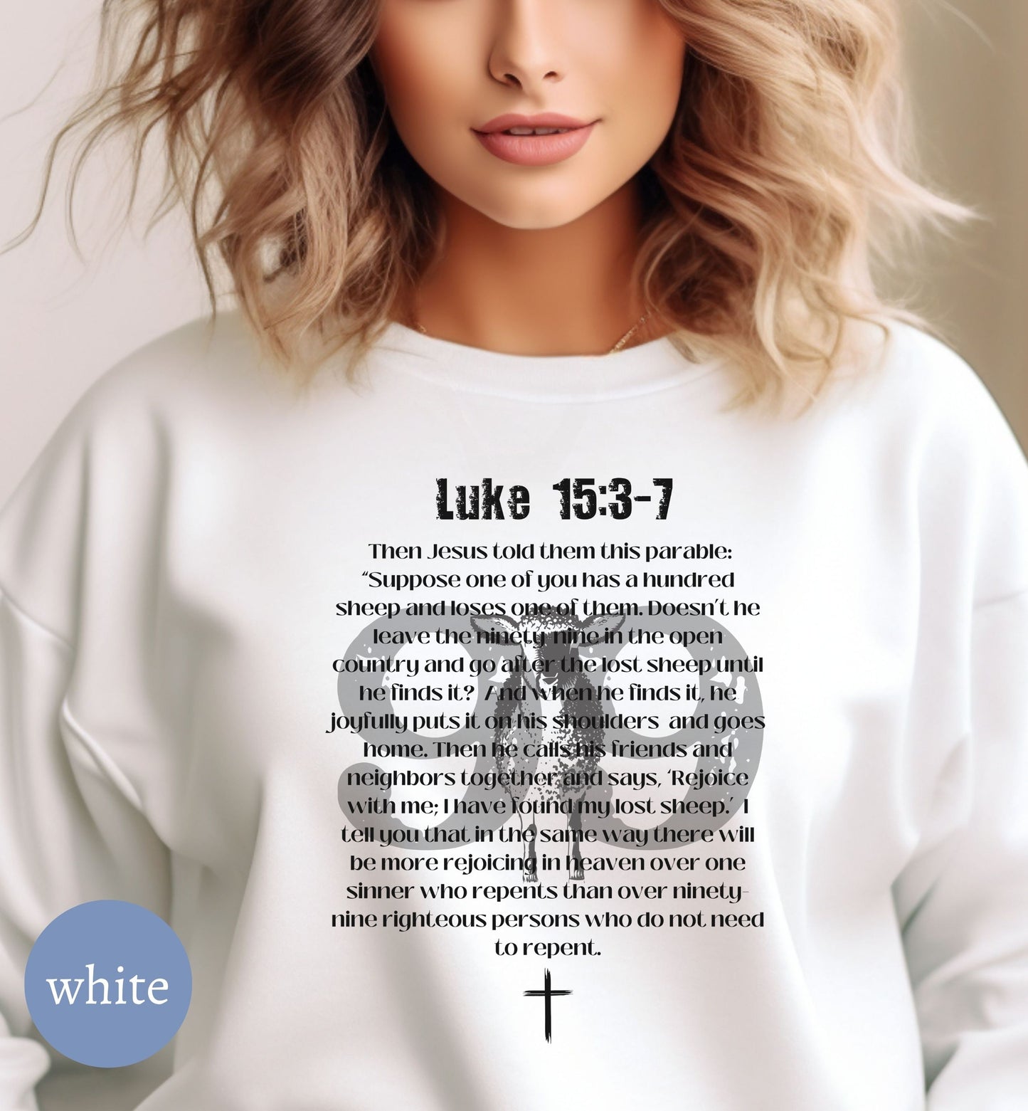 Parable of the Lost Sheep, Luke 15, Bible verse Christian Sweater.