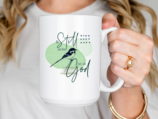 Be Still and Know- Boho Bird coffee mug. Great gift for bird or nature lovers.