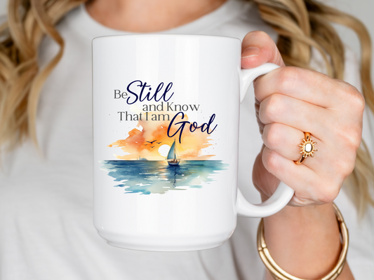 Be still and know, Bible verse coffee mug- Sailing lovers gift- Nautical mug.