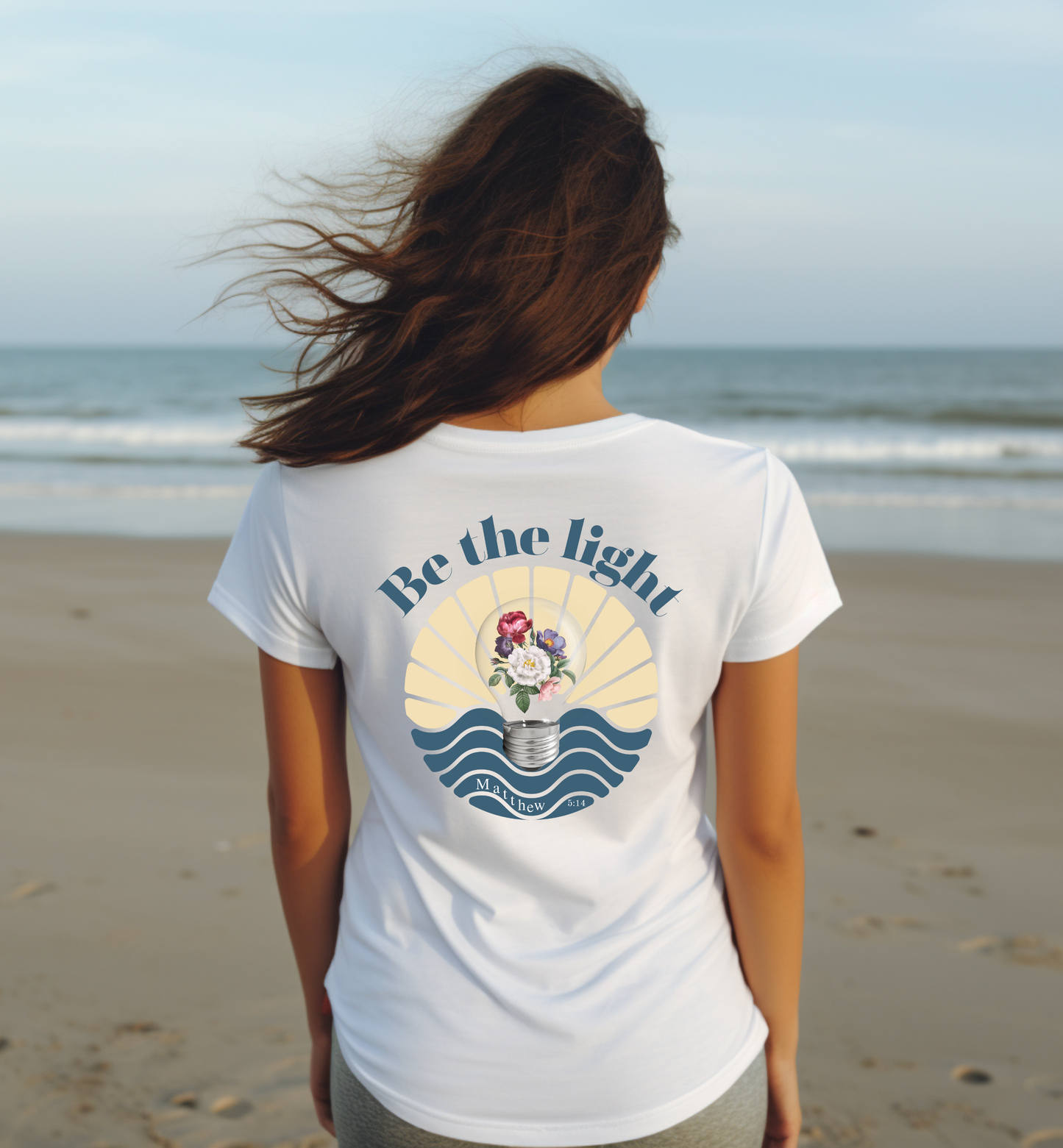 Be the Light, Women's faith shirt with back print design.