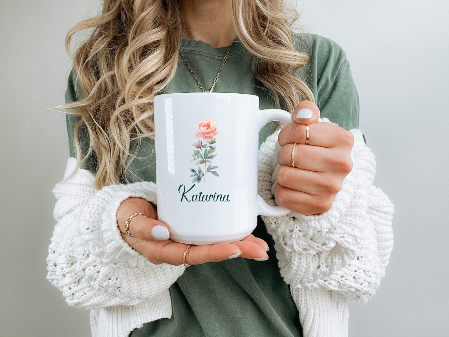 Personalized floral mug with name and bible verse,  Christian gift for her.