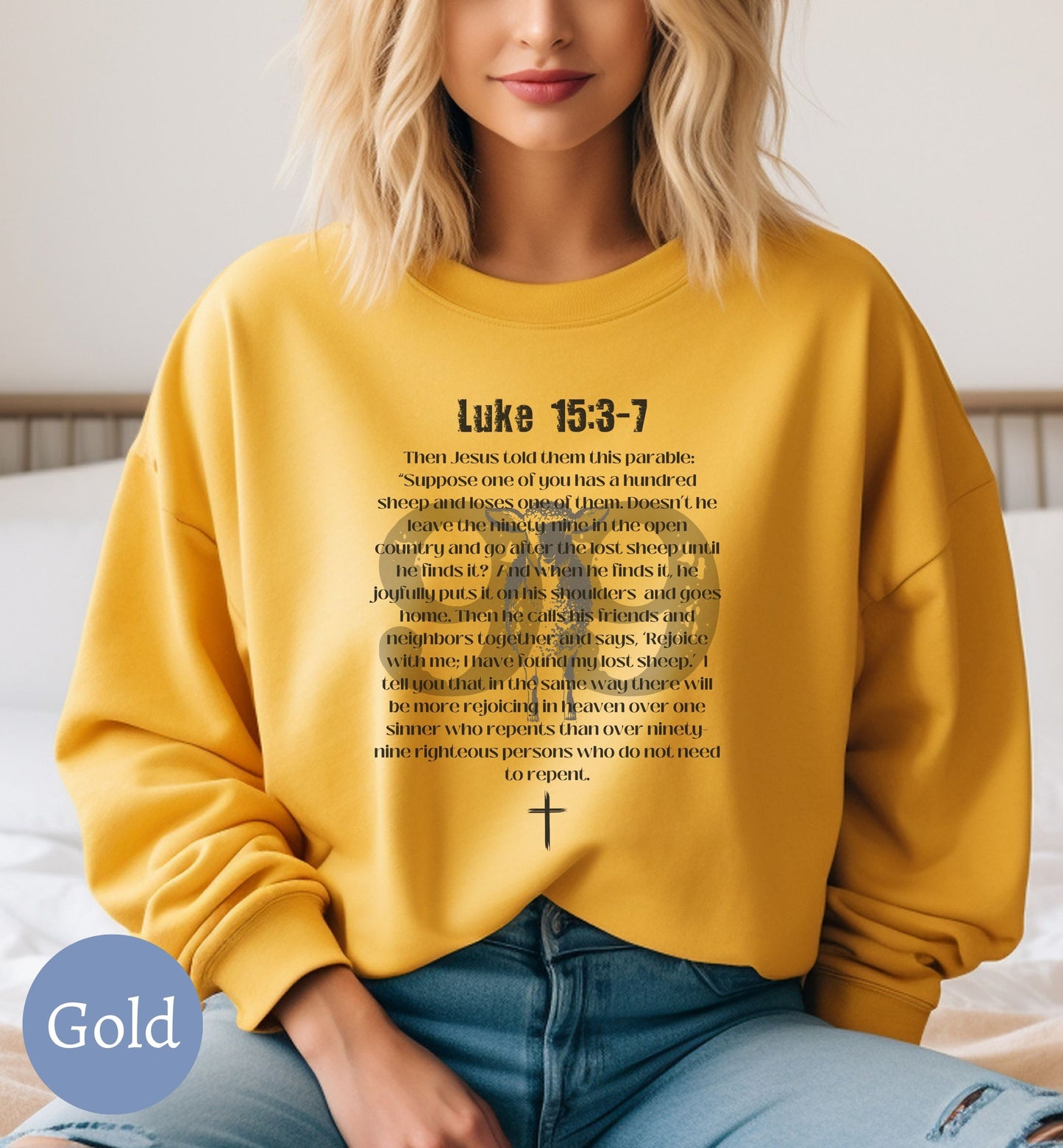 Parable of the Lost Sheep, Luke 15, Bible verse Christian Sweater.