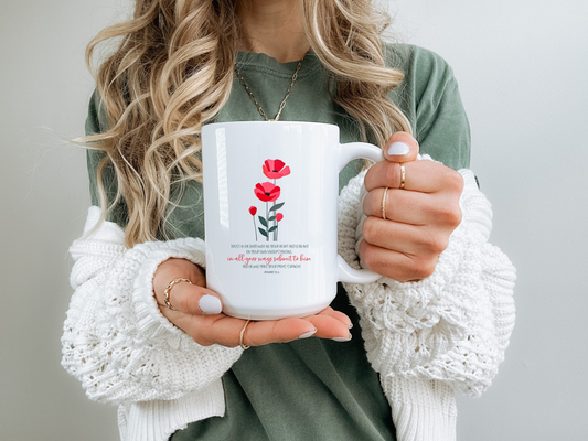 Floral Proverbs 3:5-6 Bible verse coffee mug - Christian gift for her.