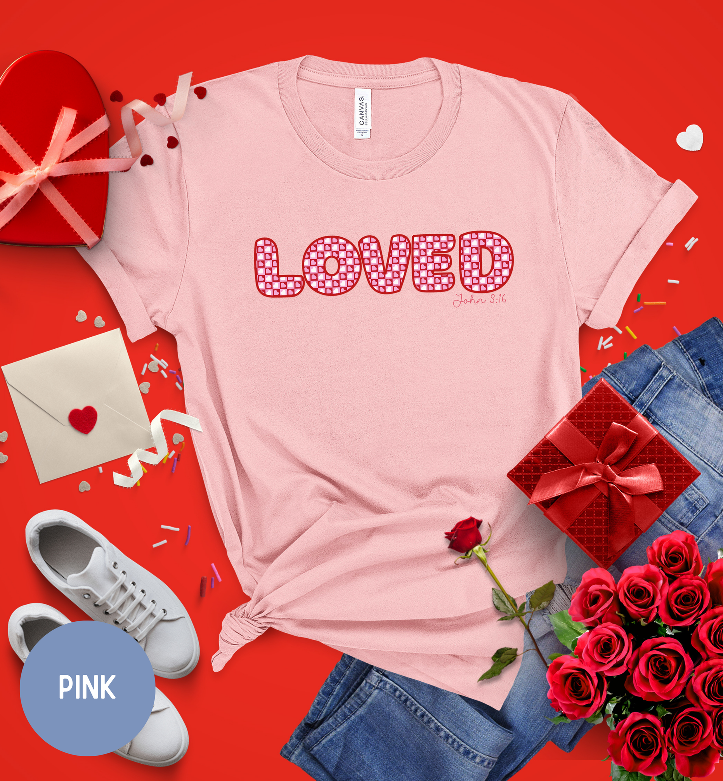 Christian Valentine Shirt, Loved John 3:16 tee for Women.