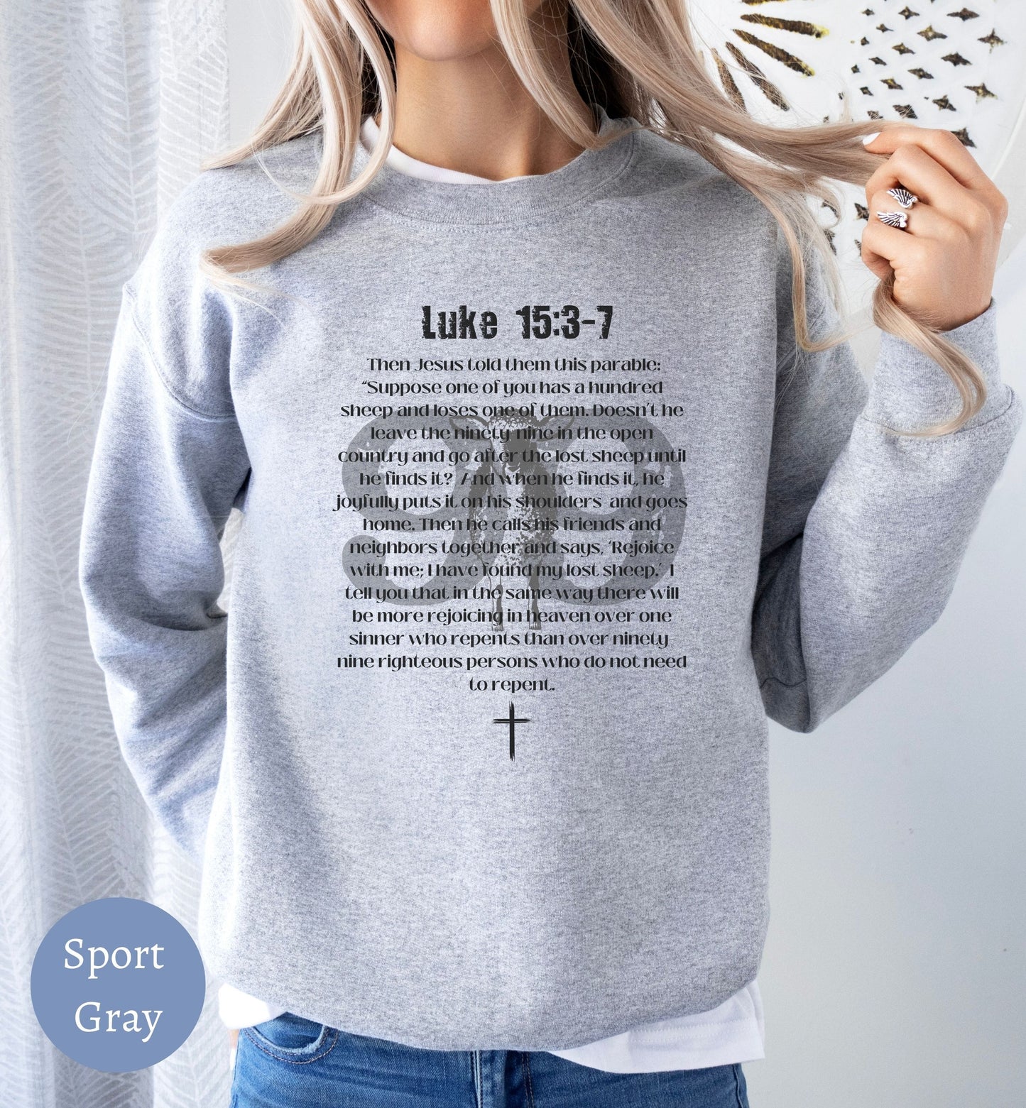 Parable of the Lost Sheep, Luke 15, Bible verse Christian Sweater.