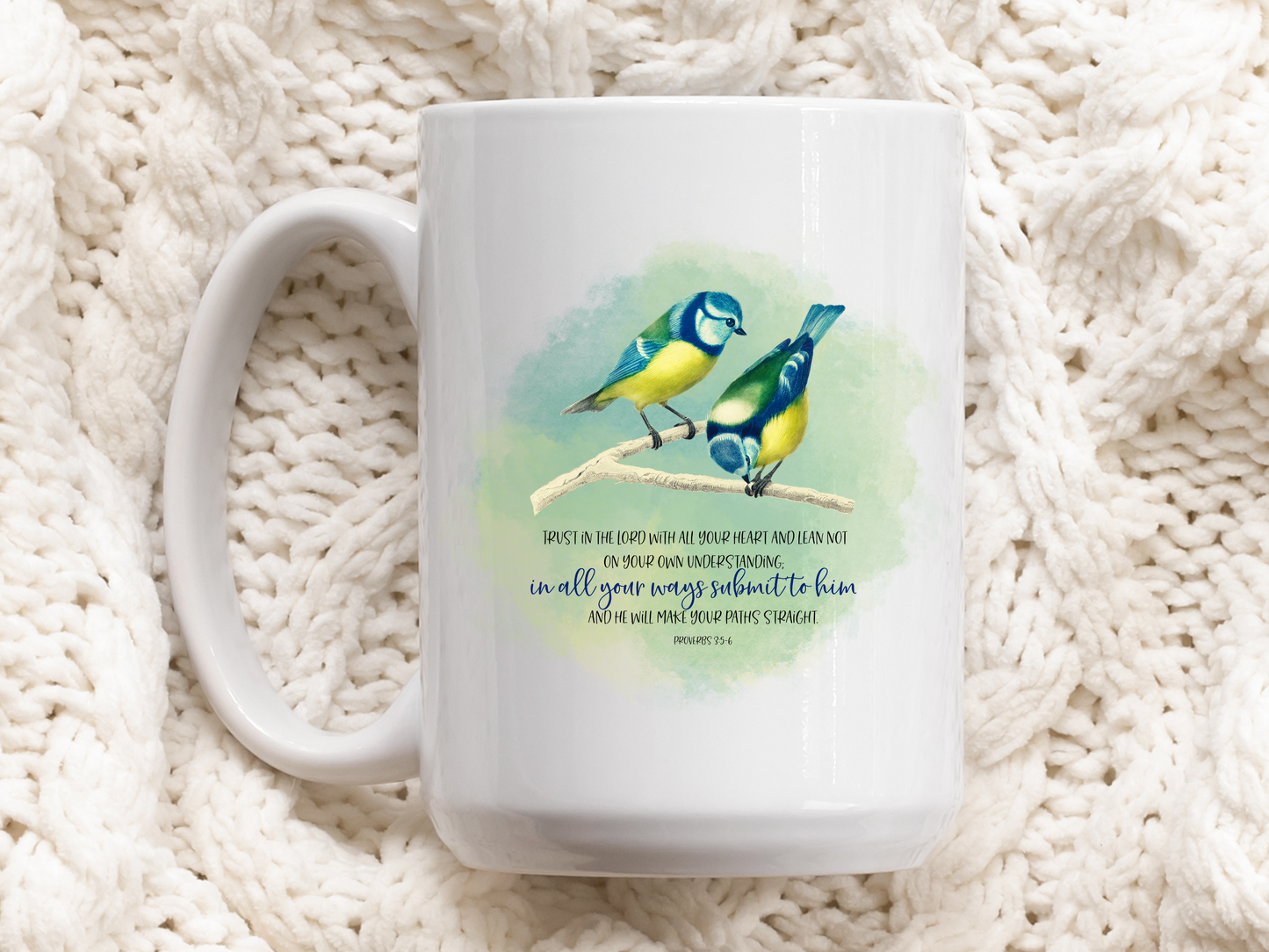 Bird lover's Proverbs 3:5-6 -Christian Faith coffee mug