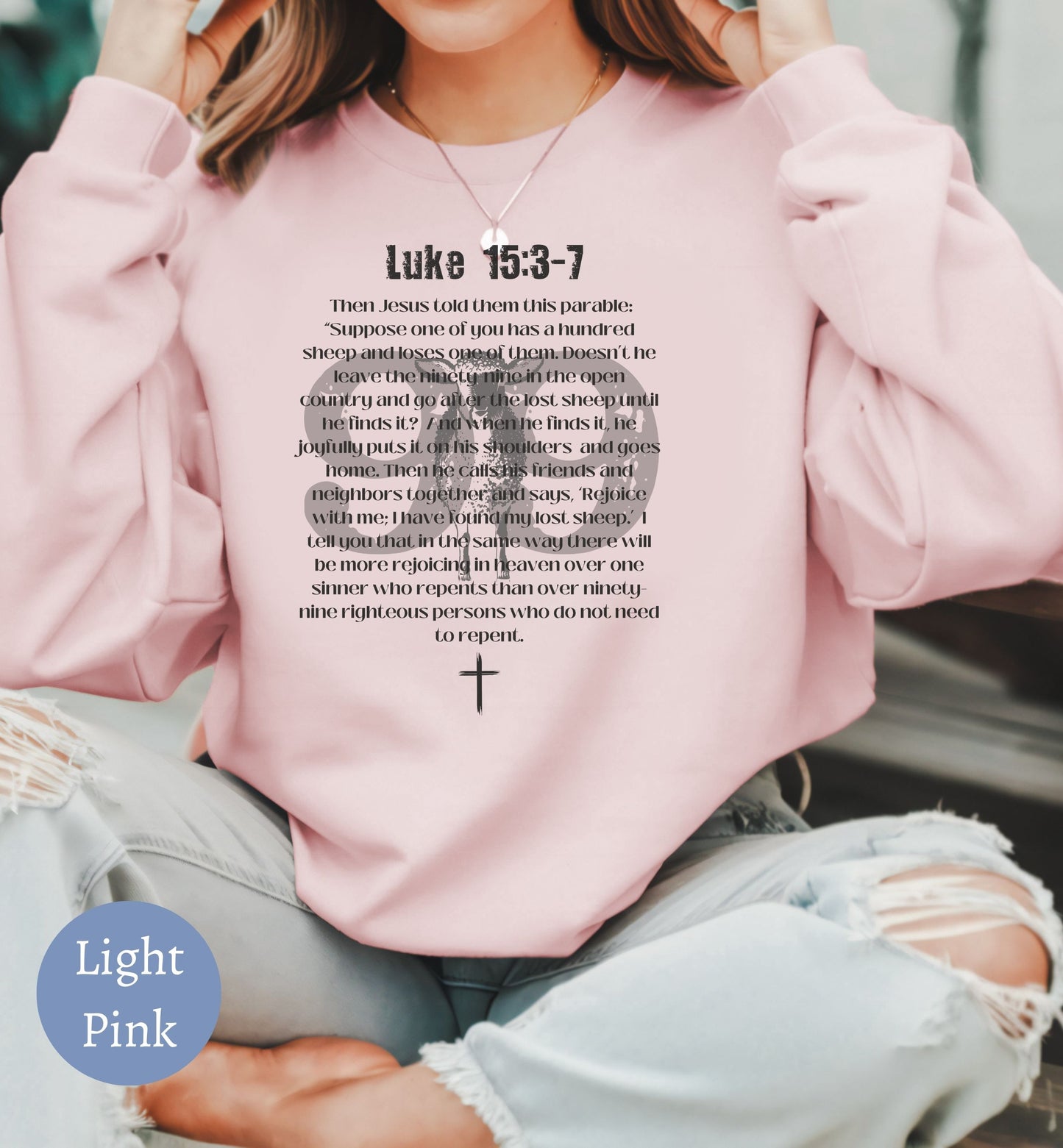 Parable of the Lost Sheep, Luke 15, Bible verse Christian Sweater.