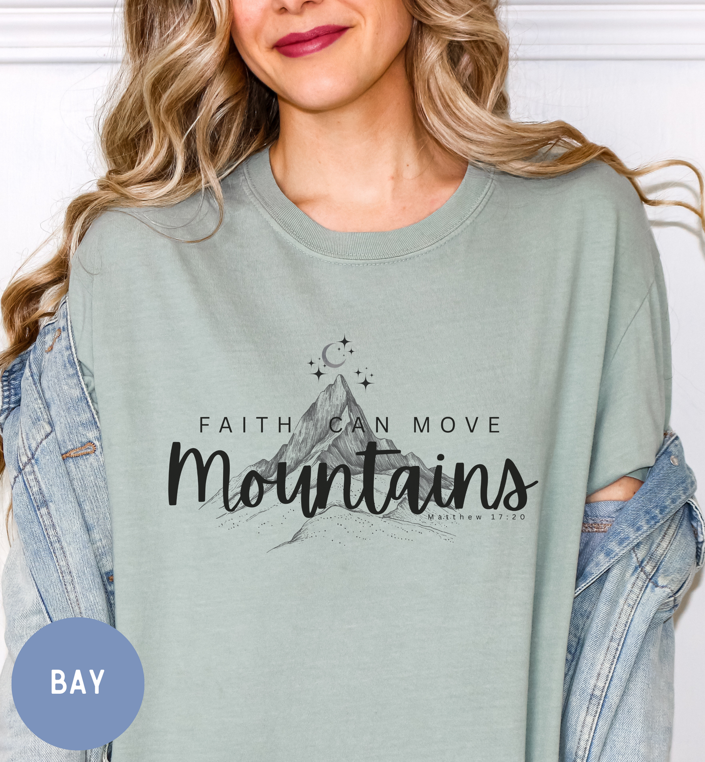 Women's Bible verse t-shirt-Faith can move mountains