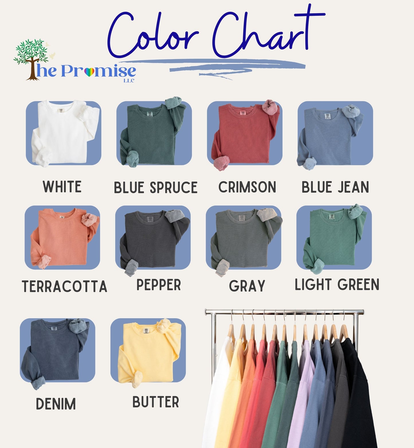 the color chart for a t - shirt with different colors