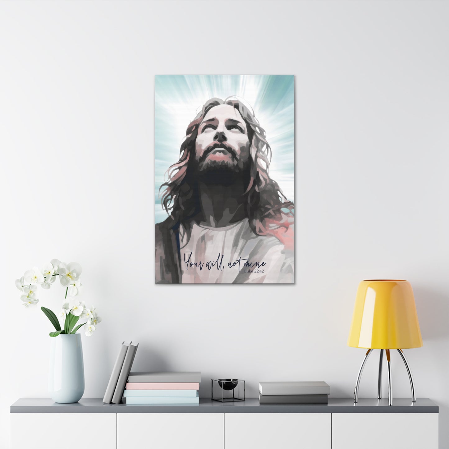 Jesus prays at Gethsemane- Luke 22:42, Abstract Christian wall art