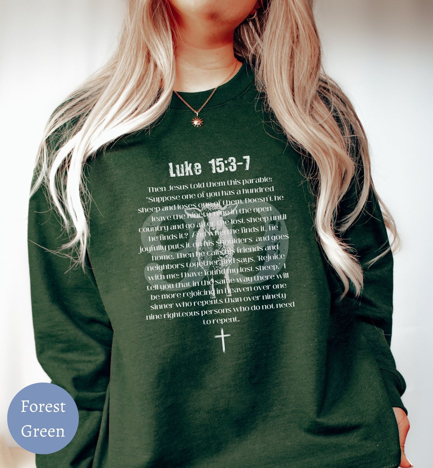 Parable of the Lost Sheep, Luke 15, Bible verse Christian Sweater.