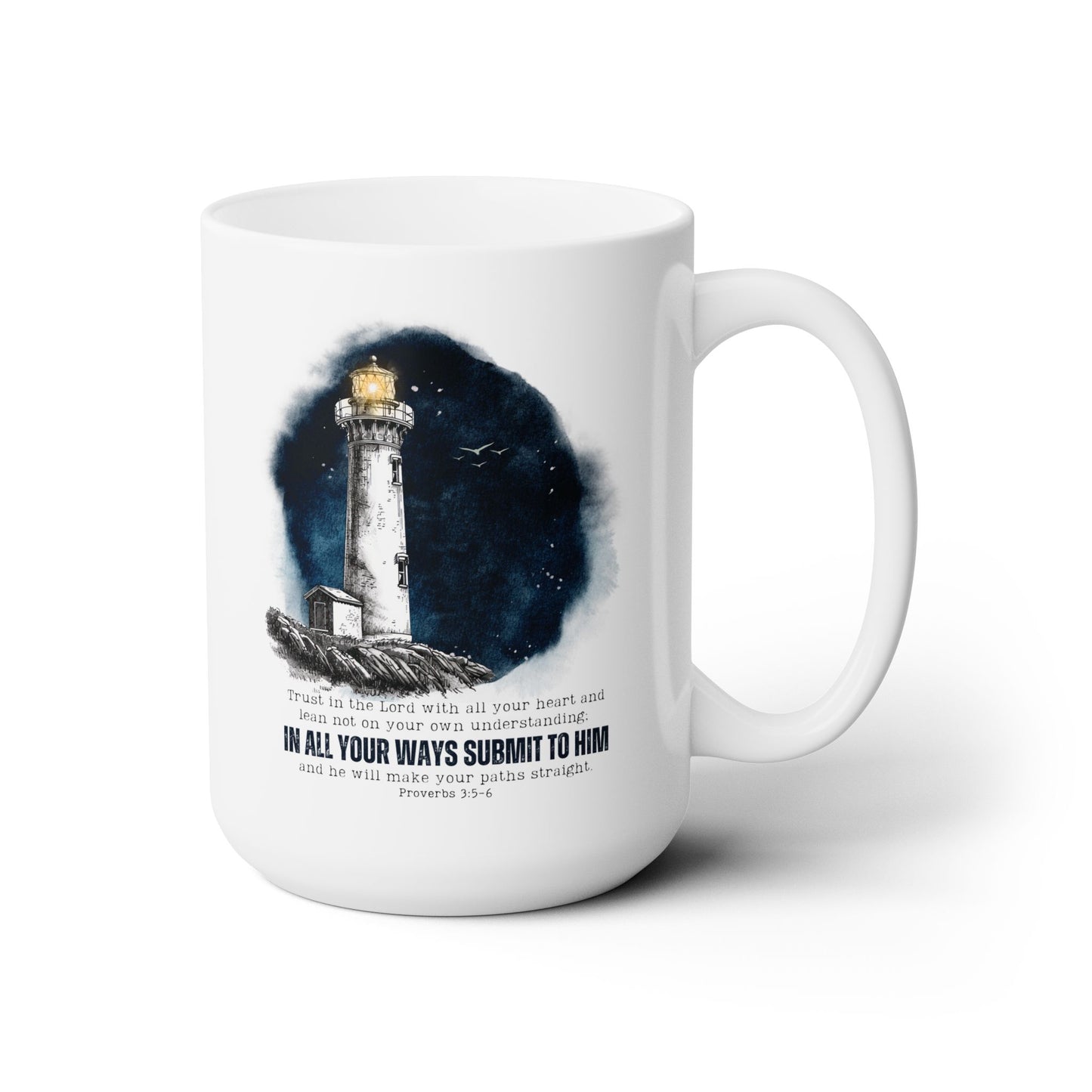 Lighthouse - Proverbs 3:5-6 Inspirational Sea Lovers Coffee Mug