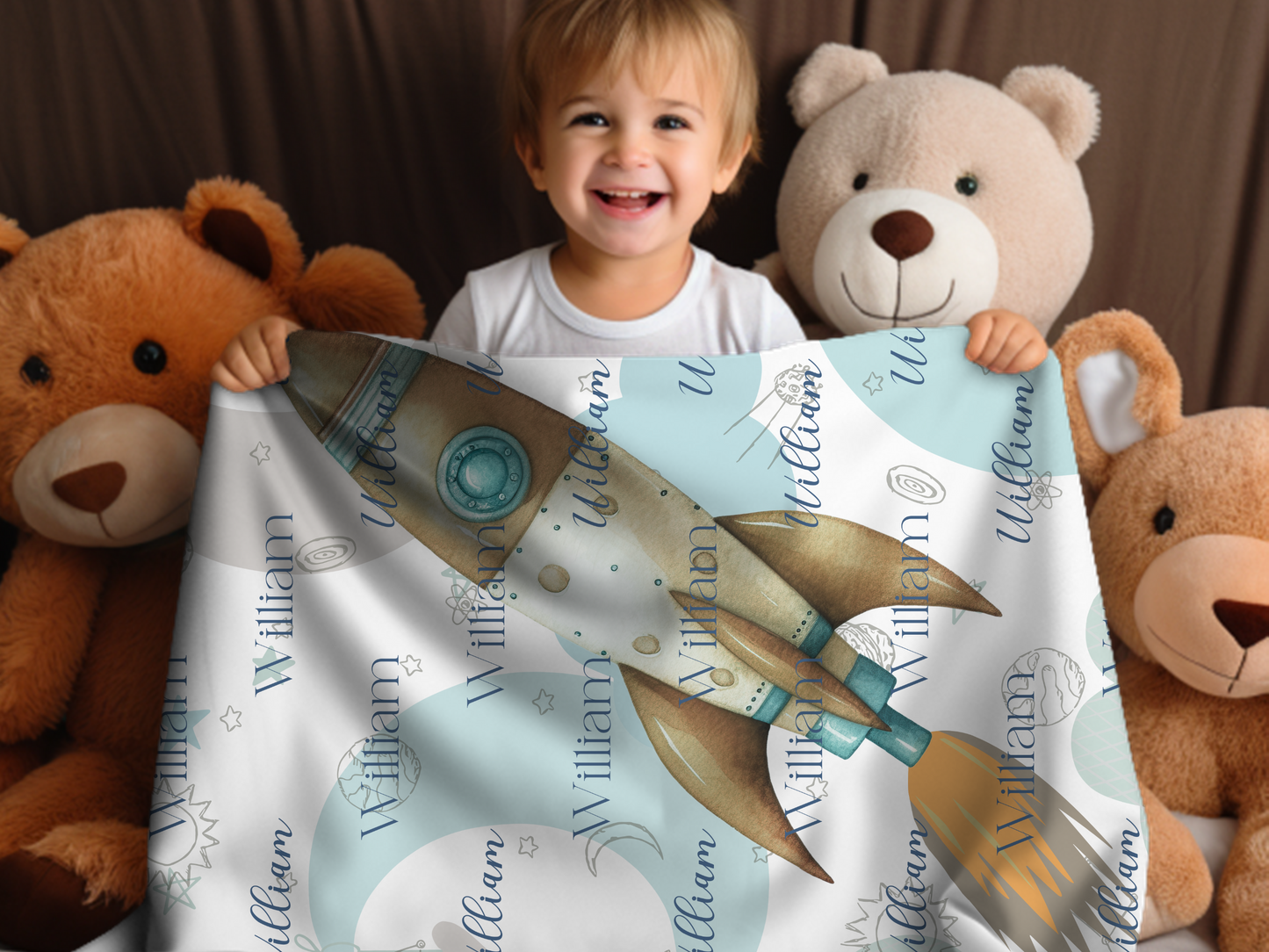 Personalized Space blanket with name for kids- Space lovers gift