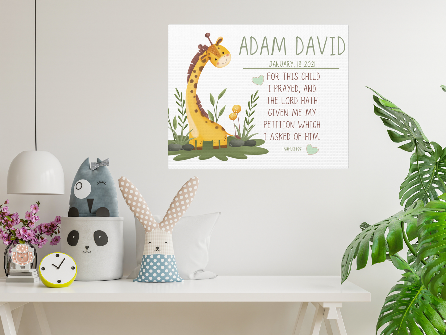 Baby Giraffe Canvas- Personalized Nursery wall art