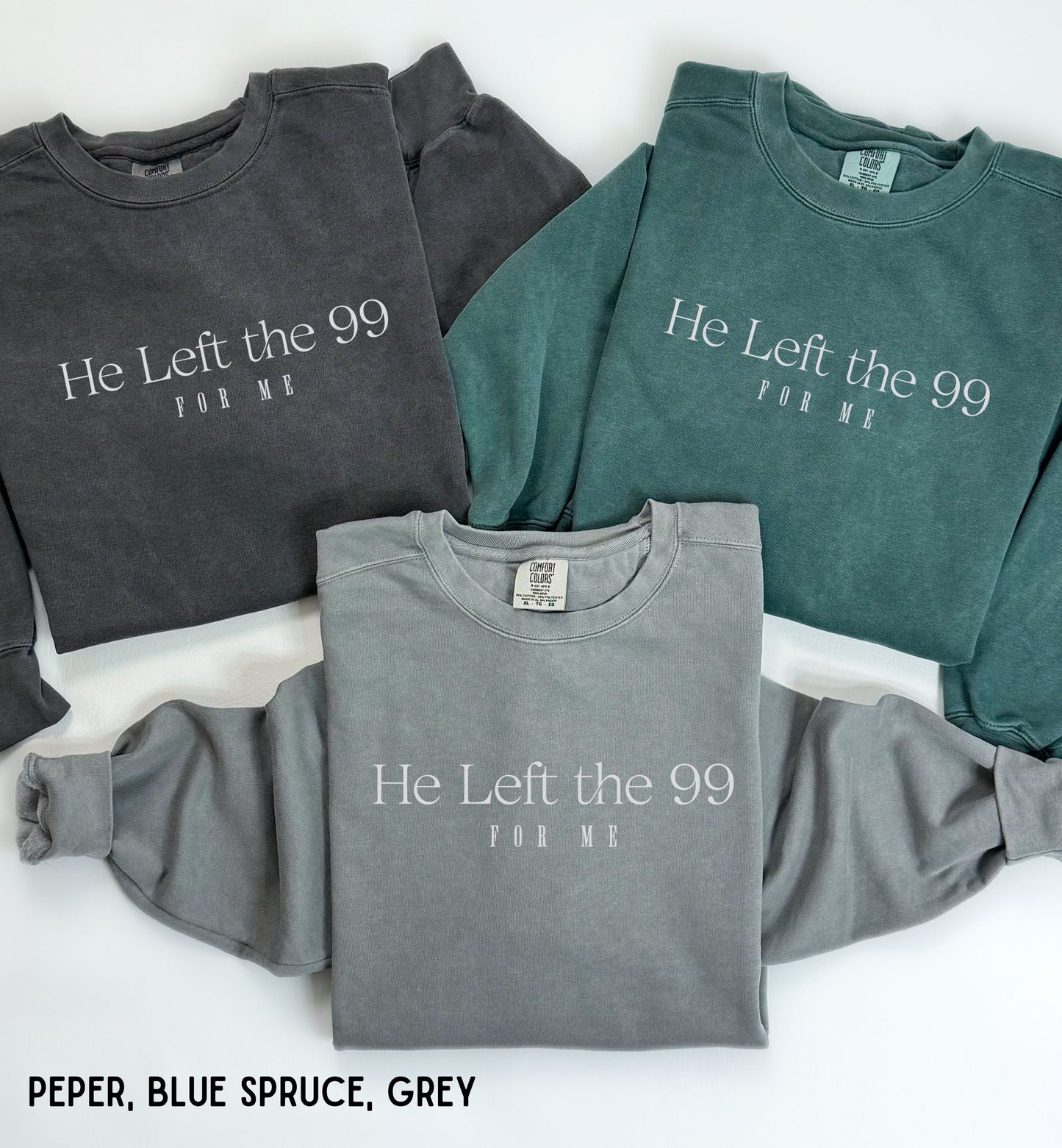 four sweatshirts with the words he left the 99 on them