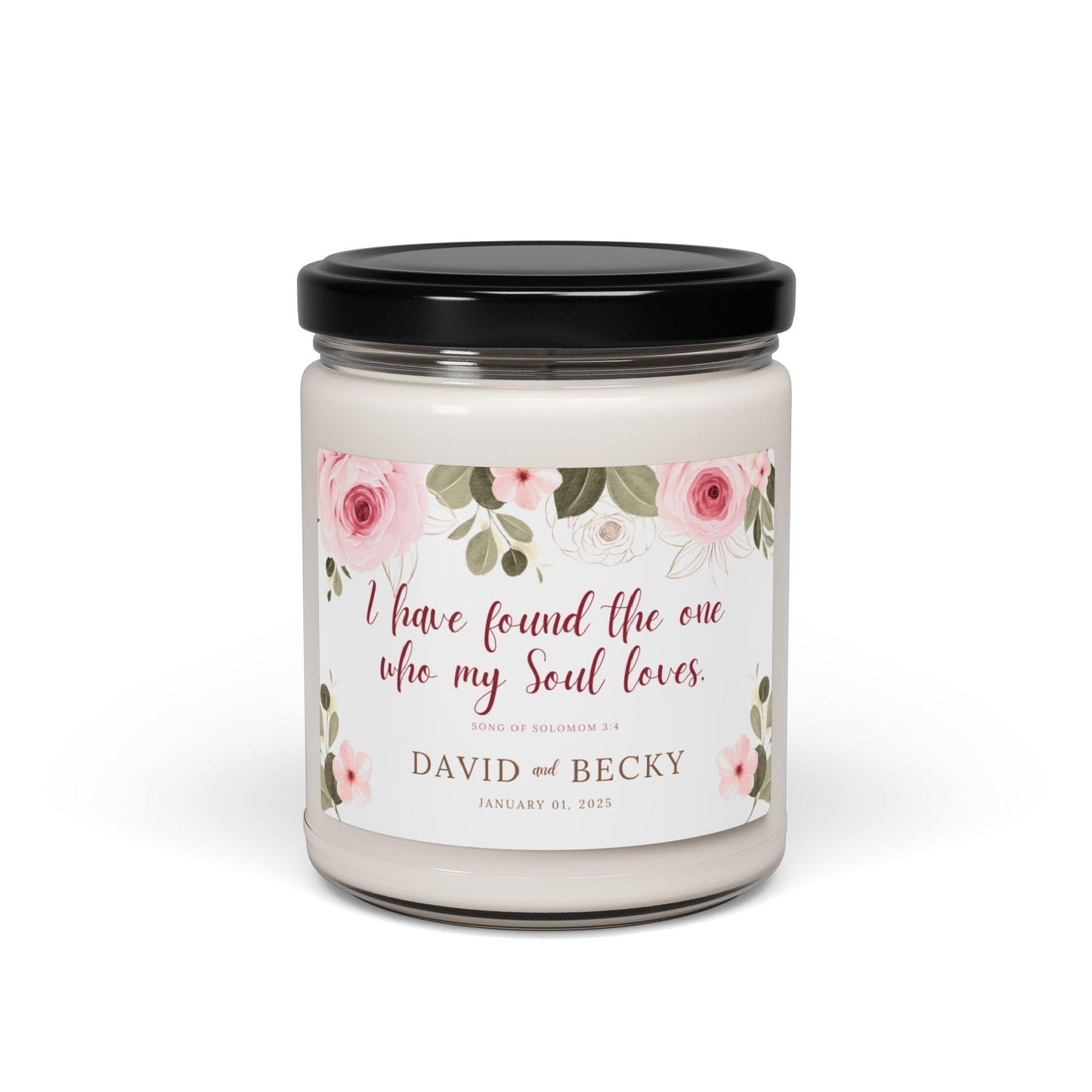 Personalized couple's  Candle, I found the one who my soul loves, Couple Bible verse candle.