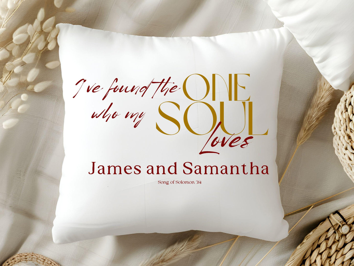 Custom Wedding Day Pillow,  I found the one who my soul loves, Christian wedding gift.