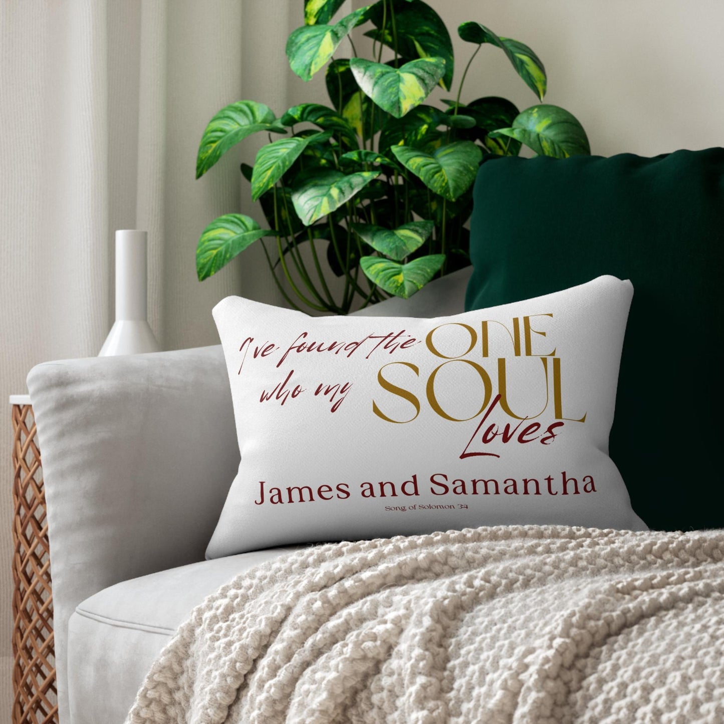 Custom Wedding Day Pillow,  I found the one who my soul loves, Christian wedding gift.