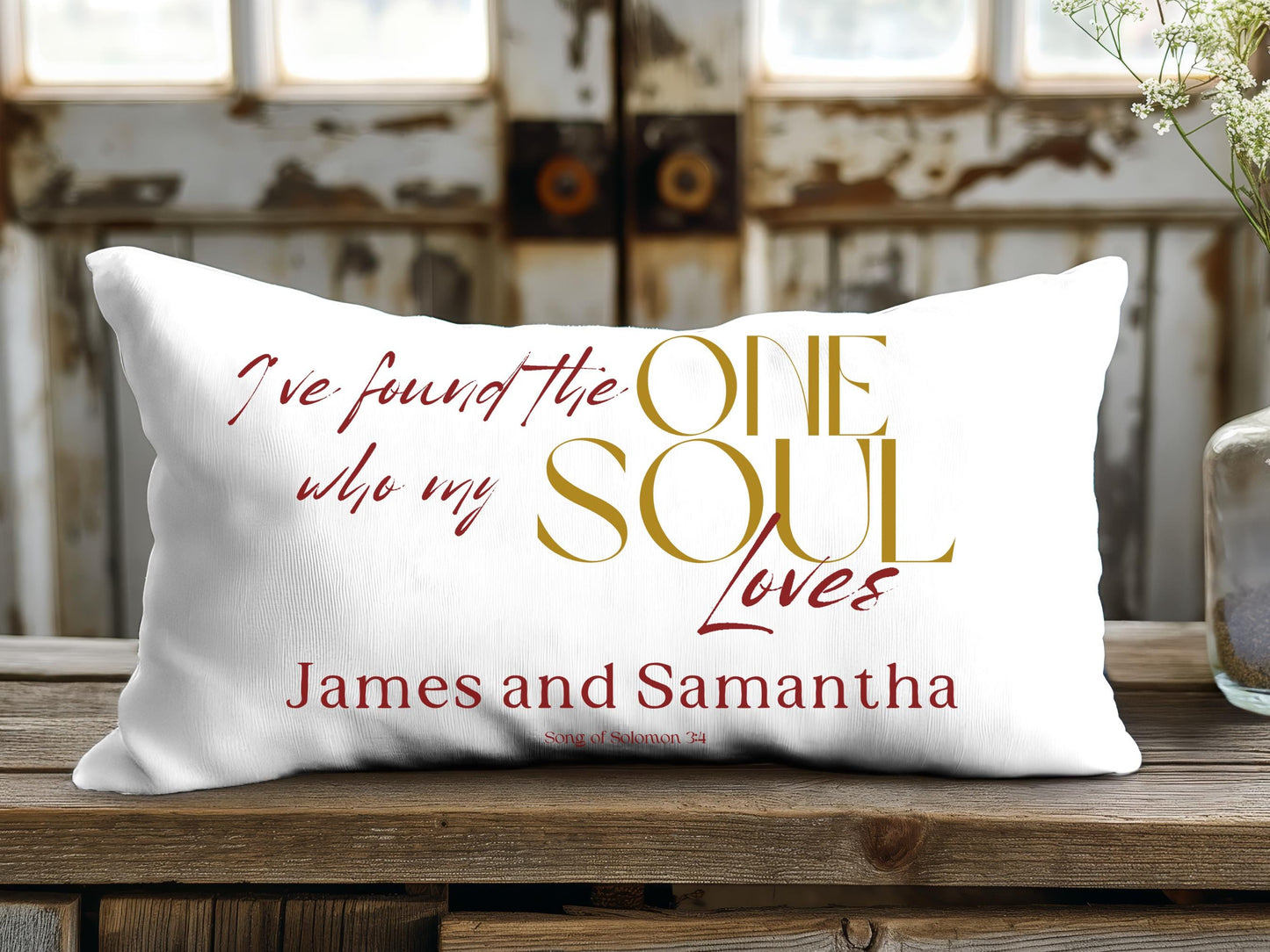 Custom Wedding Day Pillow,  I found the one who my soul loves, Christian wedding gift.