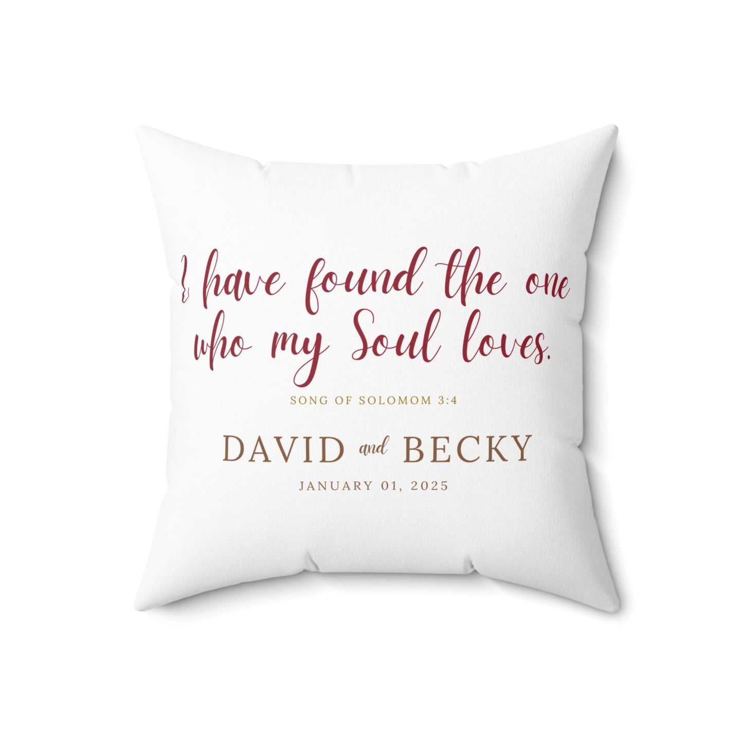 Soulmate Wedding Day Pillow - Personalized Christian Gift for Couples and Brides