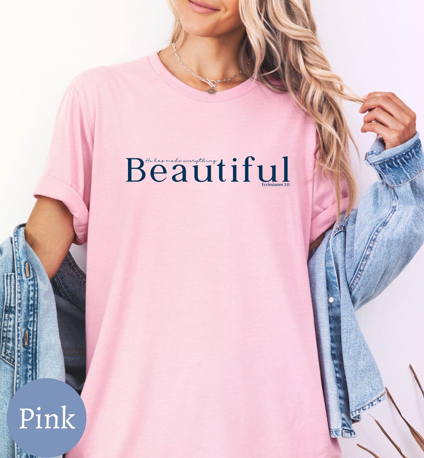 Faith Tee for Christian Women Everything Beautiful Ecclesiastes Bible Verse