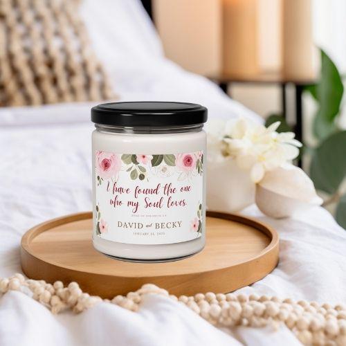 Personalized couple's  Candle, I found the one who my soul loves, Couple Bible verse candle.