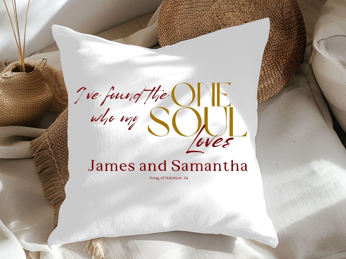 Custom Wedding Day Pillow,  I found the one who my soul loves, Christian wedding gift.