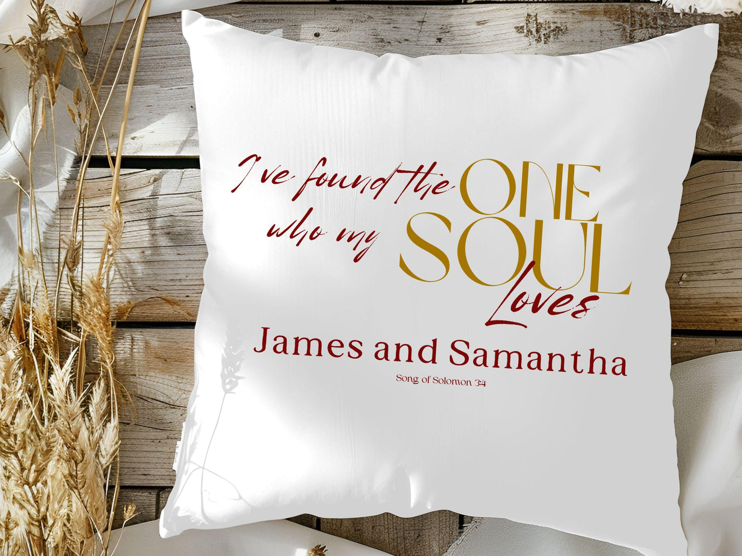 Custom Wedding Day Pillow,  I found the one who my soul loves, Christian wedding gift.